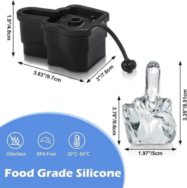 Alt view image 2 of 7 - Middle Finger Ice Cube Mold Large Reusable Silicone Tray for Easy-Remove Fun Shapes, Prank Gag Gift for Whiskey, Cocktails & Party Drinks, Bar & Kitchen Essential (Black, 1Pack)