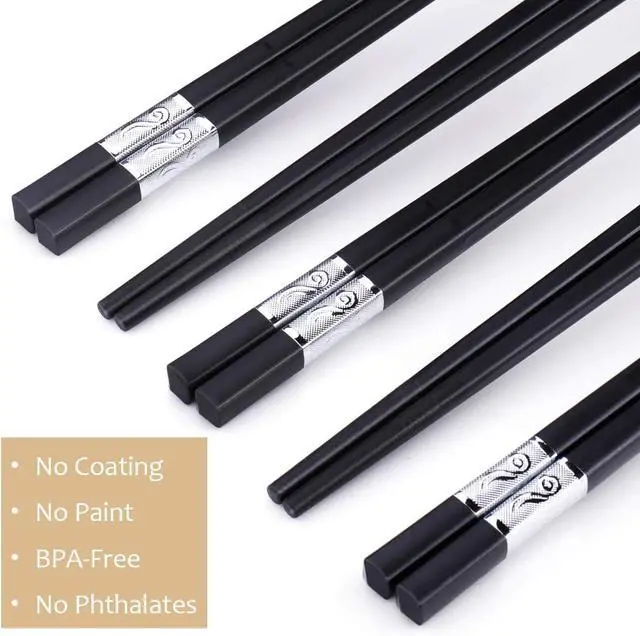 Alt view image 2 of 7 - GLAMFIELDS Fiberglass Chopsticks, 10 Pairs, 9.5", Silver | Reusable; Dishwasher safe; Non-slip grip; Fiberglass material; Durable and lightweight; Perfect for everyday use