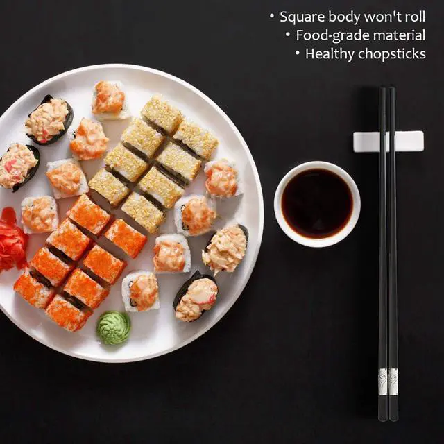 Alt view image 7 of 7 - GLAMFIELDS Fiberglass Chopsticks, 10 Pairs, 9.5", Silver | Reusable; Dishwasher safe; Non-slip grip; Fiberglass material; Durable and lightweight; Perfect for everyday use