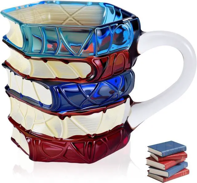 Main image of 1 PCS Painted Book Mug, 3D Hand Painted Coffee Cup,7 OZ Stained Glass Coffee Mug,The Novel and Unique Design Is a Great Gift for Book Loves!