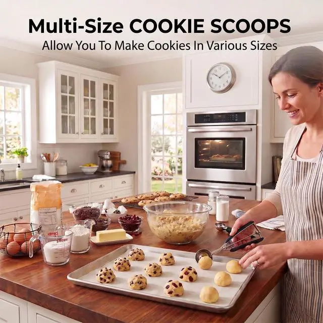 Alt view image 5 of 7 - Small Cookie Scoop 1 Tbsp, Cookie Dough Scoop, 1 Tablespoon Cookie Scoops For Baking, Good Soft Grips, Comfortable Trigger Release, For Making Cookies Ice Cream Muffin Melonball Meatball