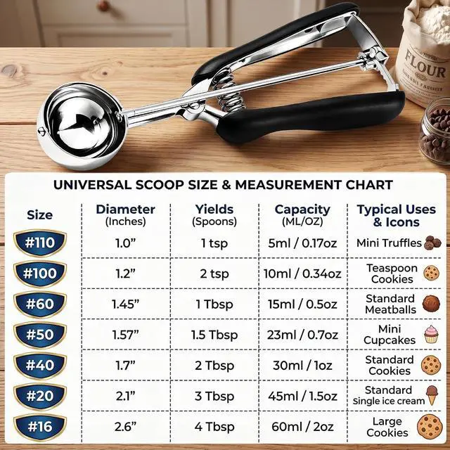 Alt view image 6 of 7 - Small Cookie Scoop 1 Tbsp, Cookie Dough Scoop, 1 Tablespoon Cookie Scoops For Baking, Good Soft Grips, Comfortable Trigger Release, For Making Cookies Ice Cream Muffin Melonball Meatball
