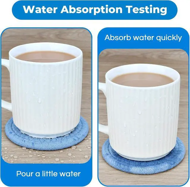 Alt view image 4 of 6 - Blue Coaster, Drink Coasters, 8 PackCup Coasters, Kitchen Table Decor, Table Decor for Living Room, Bar Accessories for The Home Bar Set, Coaster Set for Wooden Tabletop Protection Table