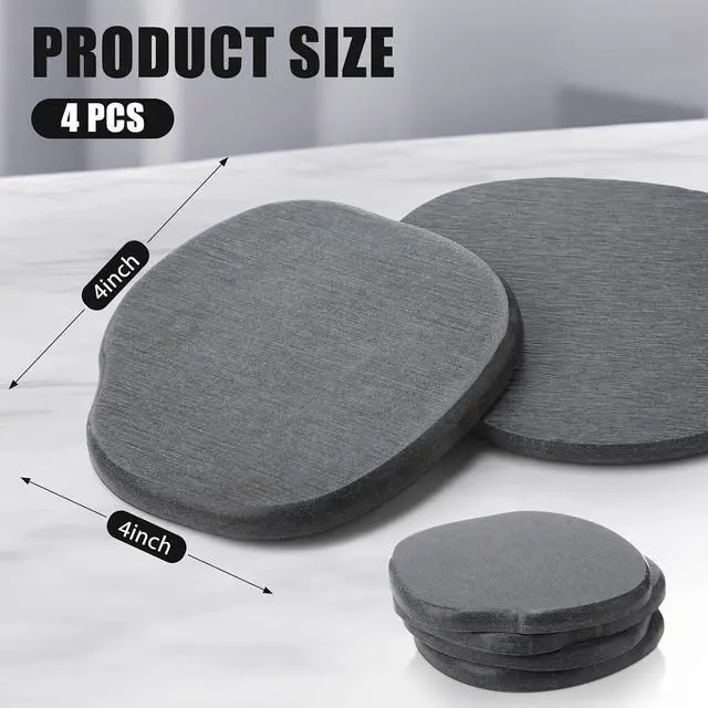 Alt view image 2 of 7 - Diatomaceous Earth Coasters Set of 4Cool Absorbent Quick-Dry Drink Coasters for Desks, Cute Modern Stone Design with Stylish Grey Aesthetic (4, Grey)