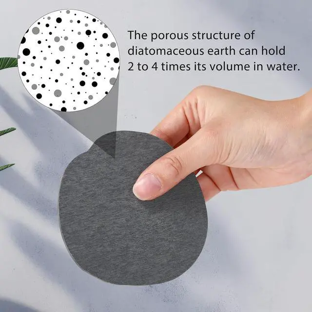 Alt view image 4 of 7 - Diatomaceous Earth Coasters Set of 4Cool Absorbent Quick-Dry Drink Coasters for Desks, Cute Modern Stone Design with Stylish Grey Aesthetic (4, Grey)