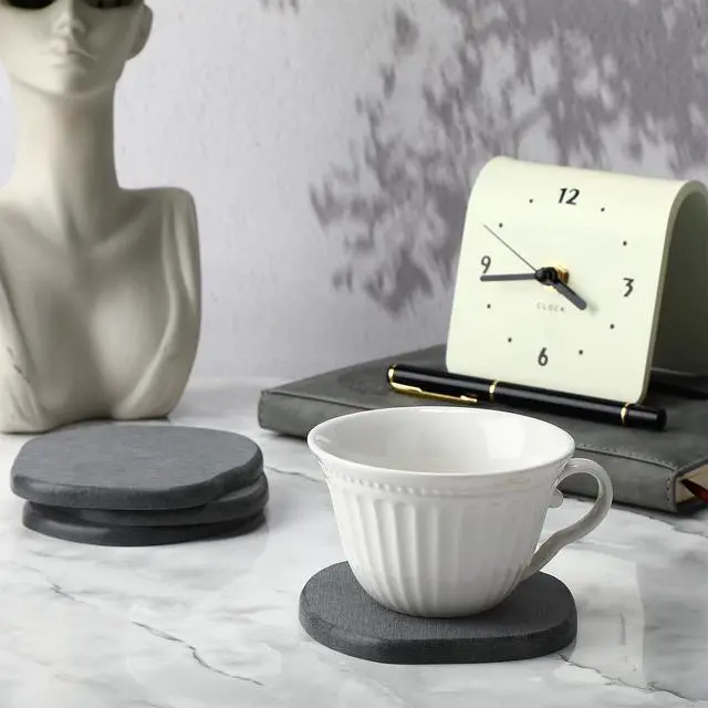 Alt view image 6 of 7 - Diatomaceous Earth Coasters Set of 4Cool Absorbent Quick-Dry Drink Coasters for Desks, Cute Modern Stone Design with Stylish Grey Aesthetic (4, Grey)