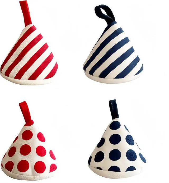 Main image of 4-Pack Heat Insulated Triangle Cotton Handle Covers | Cast Iron Skillet/Dutch Oven Lid Grip, Reusable Hot Pot Holders for Frying Pans, Enameled Dutch Ovens & Oven Cookware