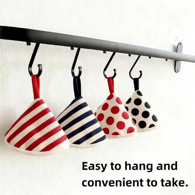Alt view image 5 of 7 - 4-Pack Heat Insulated Triangle Cotton Handle Covers | Cast Iron Skillet/Dutch Oven Lid Grip, Reusable Hot Pot Holders for Frying Pans, Enameled Dutch Ovens & Oven Cookware