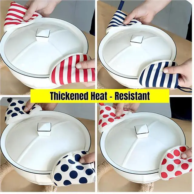 Alt view image 6 of 7 - 4-Pack Heat Insulated Triangle Cotton Handle Covers | Cast Iron Skillet/Dutch Oven Lid Grip, Reusable Hot Pot Holders for Frying Pans, Enameled Dutch Ovens & Oven Cookware