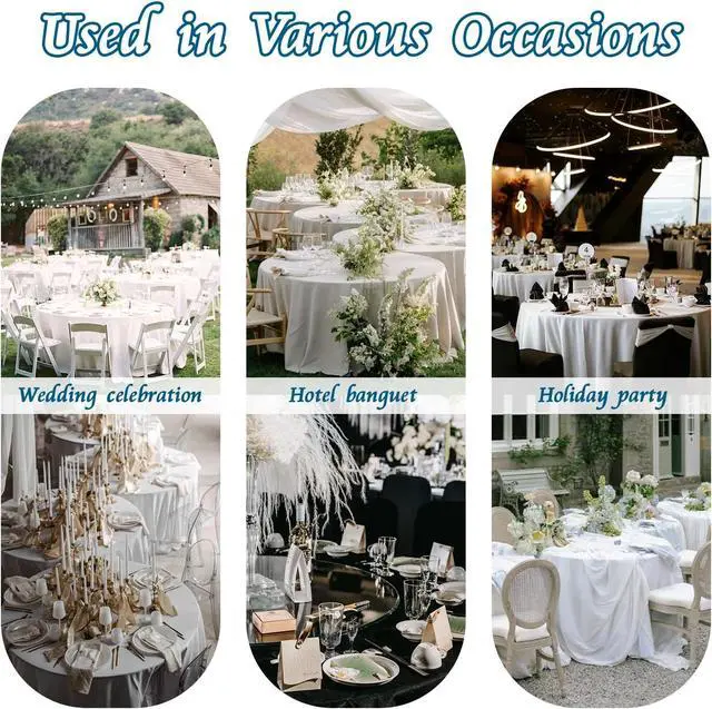 Alt view image 7 of 7 - KKJIAF 1 Pack 60 Inch / 5ft Round Satin Tablecloth, Silver | Bright Silky Satin Table Cover, Wavy Edge Design, Fade-Resistant, for Wedding Buffet Parties Banquet Decoration