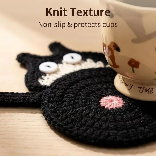 Alt view image 6 of 7 - Cat Gifts for Cat Lovers 3PCS Cat Coaster Woven Creative Cat Coaster
