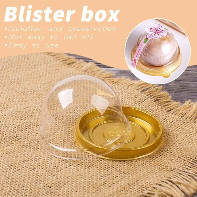 Alt view image 3 of 4 - Mini Cupcake Container,50 PC Desk Pet Containers Golden | Mooncake Boxes Muffin Pod Dome Desk Pet Holders Individual Cupcake Containers Plastic Disposable