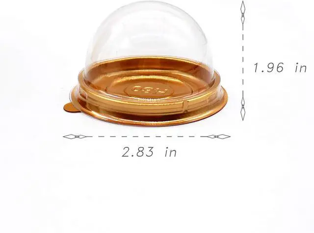 Alt view image 2 of 4 - Mini Cupcake Container,50 PC Desk Pet Containers Golden | Mooncake Boxes Muffin Pod Dome Desk Pet Holders Individual Cupcake Containers Plastic Disposable
