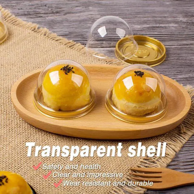 Alt view image 4 of 4 - Mini Cupcake Container,50 PC Desk Pet Containers Golden | Mooncake Boxes Muffin Pod Dome Desk Pet Holders Individual Cupcake Containers Plastic Disposable
