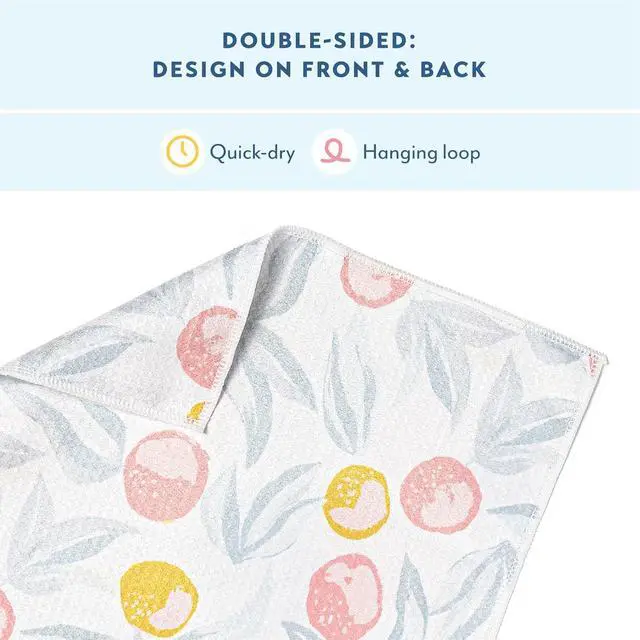 Alt view image 4 of 6 - ELYN Microfiber Kitchen Dish Towel & Dish Cloth Set, Quick-Dry & Absorbent Waffle Weave Cleaning Cloths, Set of One Kitchen Towel & Two Washcloths, Paper Towels Alternative (Oranges & Gingham)