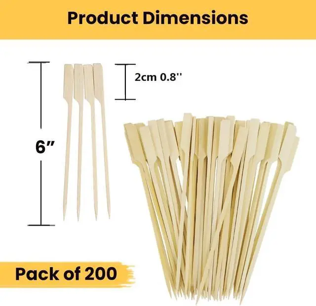 Alt view image 2 of 7 - Perfect Stix Paddle Pick 6-200 6" Bamboo Paddle Pick Skewers (Pack of 200)