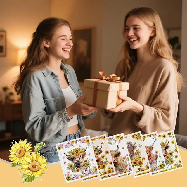 Alt view image 7 of 7 - Swedish Dishcloths for Kitchen, 6 Pack Sunflower Highland Cow Swedish Dish Cloths for Washing Dishes, Reusable Washable Absorbent Dish Towels for Home Kitchen Cleaning Quick Drying