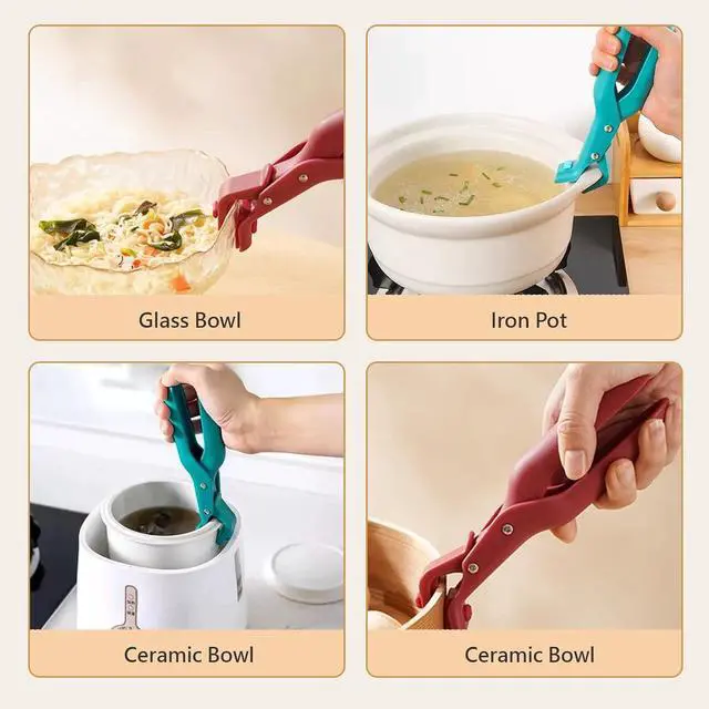 Alt view image 3 of 7 - 2 Pcs Hot Plate Gripper, Multi-Purpose Anti-Scald Bowl Holder Clip, Hot Bowl Holder, Pan Anti-Scalding Plate Gripper Clips Tongs Clamp for Kitchen