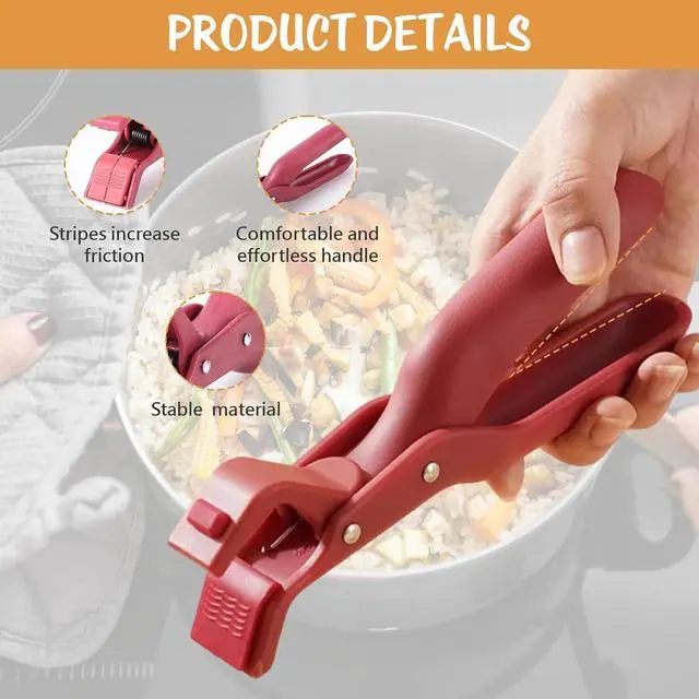 Alt view image 4 of 7 - 2 Pcs Hot Plate Gripper, Multi-Purpose Anti-Scald Bowl Holder Clip, Hot Bowl Holder, Pan Anti-Scalding Plate Gripper Clips Tongs Clamp for Kitchen