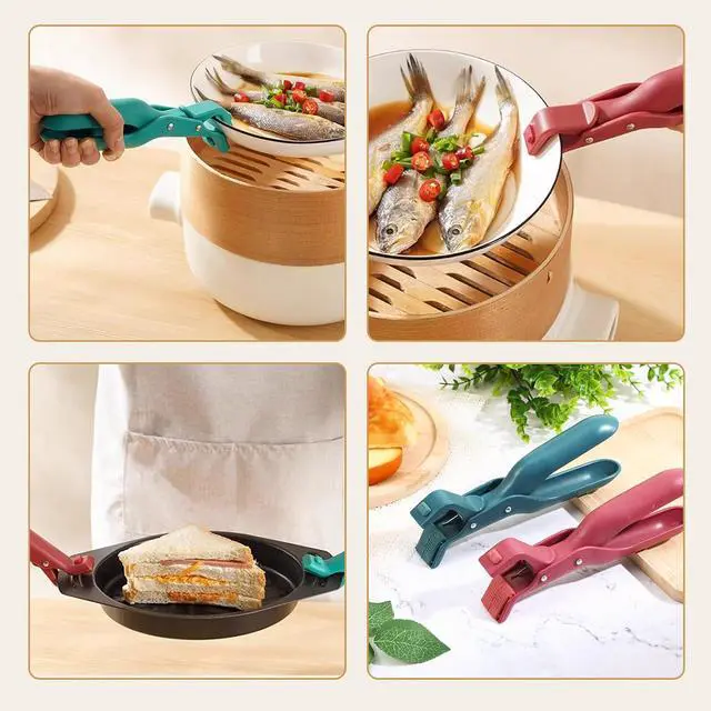 Alt view image 7 of 7 - 2 Pcs Hot Plate Gripper, Multi-Purpose Anti-Scald Bowl Holder Clip, Hot Bowl Holder, Pan Anti-Scalding Plate Gripper Clips Tongs Clamp for Kitchen