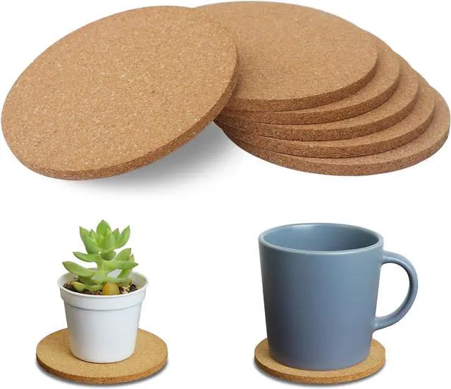 Main image of 6Pcs Cork Coasters, Tivnhuils 3.9 inch Coasters, Coasters Set for Drinks | Light coasters for coffee cups and small flower pots