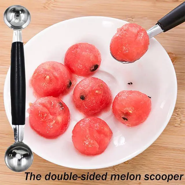 Alt view image 2 of 6 - 2 Pack Stainless Steel Melon Baller, Double Melon Baller, Double Ended Headed Fruit Icecream Ball Spoon, Baller Scoops for Fruits, Vegetables, Butter & More