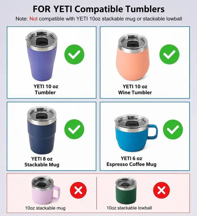 Alt view image 3 of 7 - 10 oz Tumbler Lid Replacement for YETI, Clear Cup Lid Compatilble with 10 oz YETI Wine Tumbler/Tumbler & Other Brands, Spill Proof BPA Free Clear Cup Lid Cover for Travel Coffee Mug