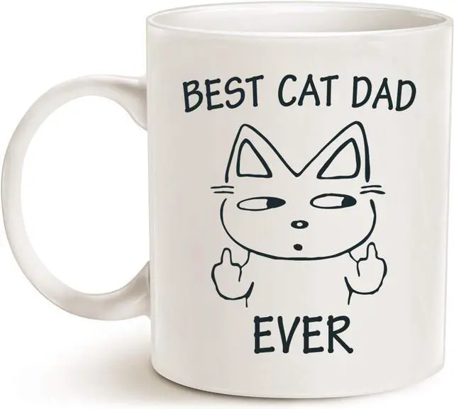Alt view image 2 of 2 - MAUAG Best Cat Dad Ever 11 Oz Ceramic Letter Print Modern Casual Funny Cat Lovers Coffee Mug