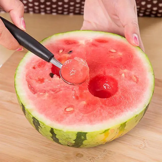 Alt view image 5 of 6 - 2 Pack Stainless Steel Melon Baller, Double Melon Baller, Double Ended Headed Fruit Icecream Ball Spoon, Baller Scoops for Fruits, Vegetables, Butter & More