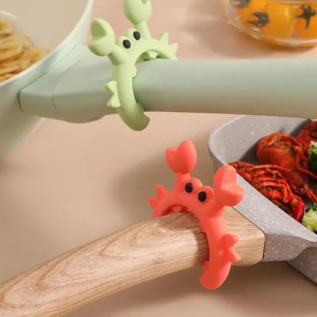 Alt view image 7 of 7 - Creative Crab Shaped Spatula Rack, 4/6Pcs Crab Utensil Holder Silicone Anti Scalding Cooking Pot Clip for Kitchen Pot