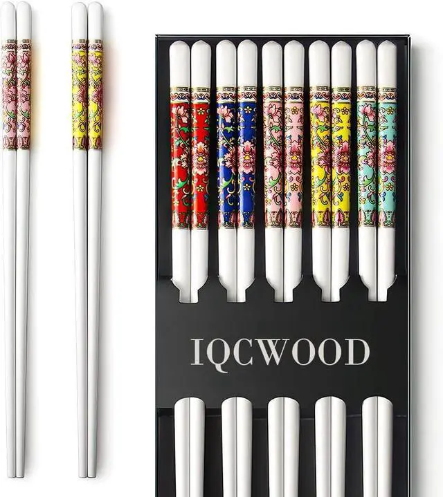 Main image of Chopsticks, 5 Pairs Chopsticks Reusable, Bone China, Dishwasher Safe, 9 1/2 Inches Chop Sticks Gift Set