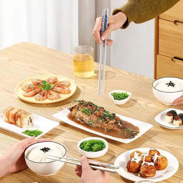 Alt view image 5 of 6 - Chopsticks, 5 Pairs Chopsticks Reusable, Bone China, Dishwasher Safe, 9 1/2 Inches Chop Sticks Gift Set