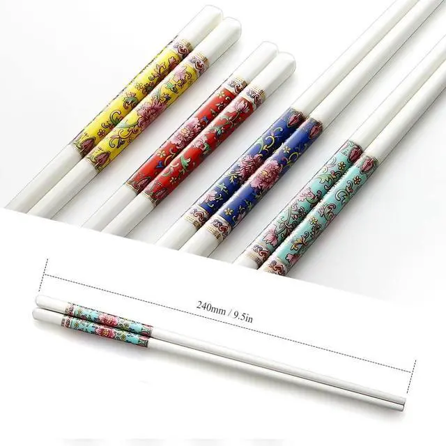 Alt view image 4 of 6 - Chopsticks, 5 Pairs Chopsticks Reusable, Bone China, Dishwasher Safe, 9 1/2 Inches Chop Sticks Gift Set