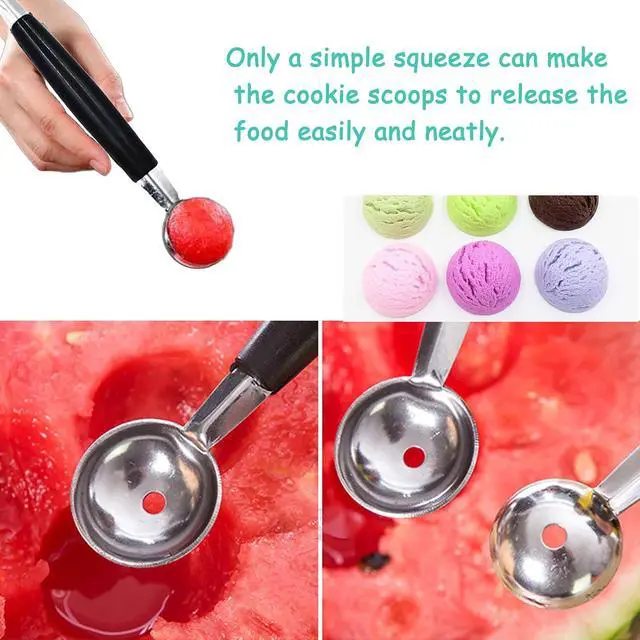 Alt view image 4 of 5 - 4 Pack Double Ended Headed Fruit Icecream Ball Spoon Melon Baller | Melon Baller Scoops,430 Stainless Steel,Round Melon Balls Fruit Scooper for Watermelon/Ice Cream/Fruits/Sorbet/Meatball