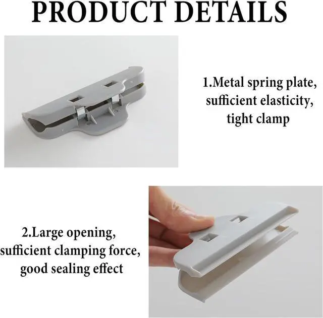 Alt view image 3 of 7 - Chip Clips Bag Clips for Food,6 Pcs Grey Wide Bag Clip for Food Storage