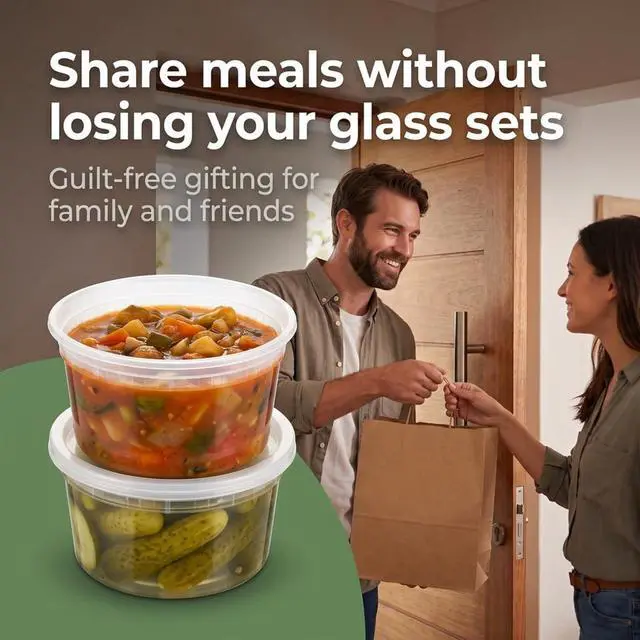 Alt view image 7 of 7 - TashiBox 24 Sets Plastic Deli Food Containers With Lids, 8 oz 16oz 32oz, 8 sets each, Airtight Food Storage Containers, Freezer/Dishwasher/Microwave Safe, Soup Containers For Takeout Food Storage