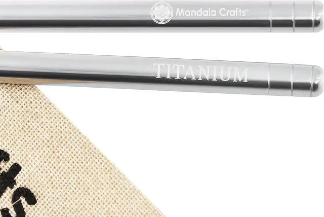 Alt view image 3 of 7 - Mandala Crafts Titanium Chopsticks with Case Titanium Travel Chopsticks with Case Dishwasher Safe 1 Pair