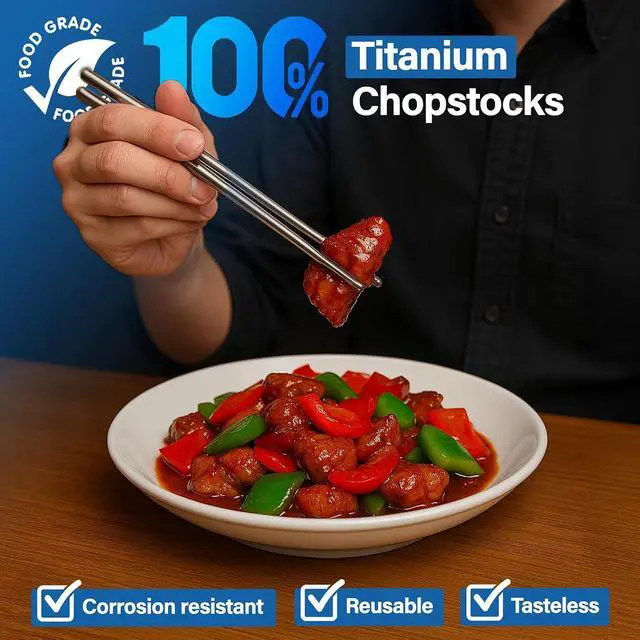 Alt view image 5 of 7 - Mandala Crafts Titanium Chopsticks with Case Titanium Travel Chopsticks with Case Dishwasher Safe 1 Pair