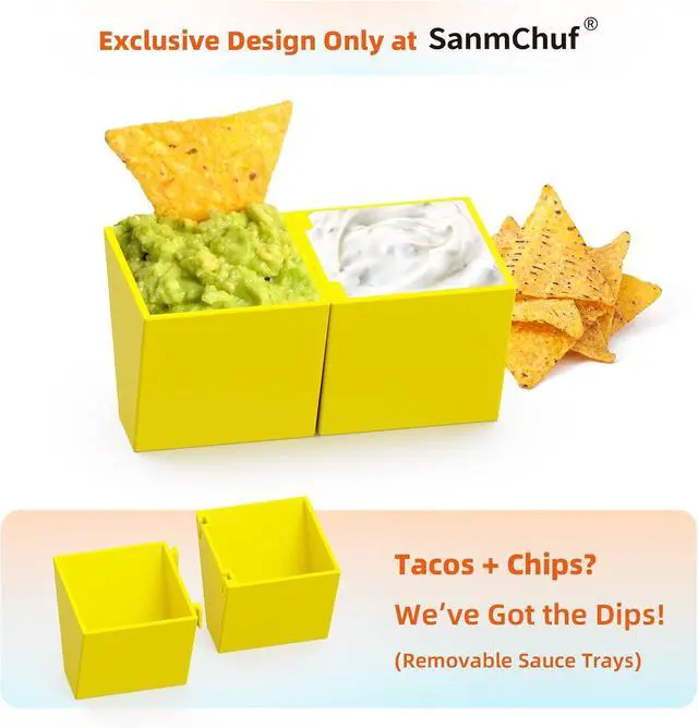 Alt view image 6 of 7 - Microwave Safe Taco Holder Set of 6, Colorful Taco Holder Set 2 Sauce Cups, Connectable & Stackable Plastic Taco Stands, Microwave & Dishwasher Safe, Great for Family Meals & Taco Nights