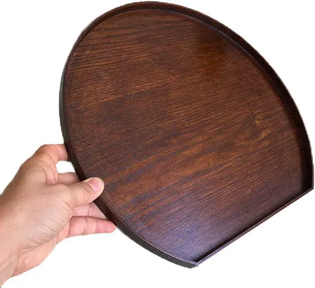 Alt view image 3 of 6 - Wooden Serving Tray Half Moon Shaped Food Bread Platter Decorative Counter Tray for Serving Coffee Tea Cheese Dessert Vegetable Fruit (Medium)