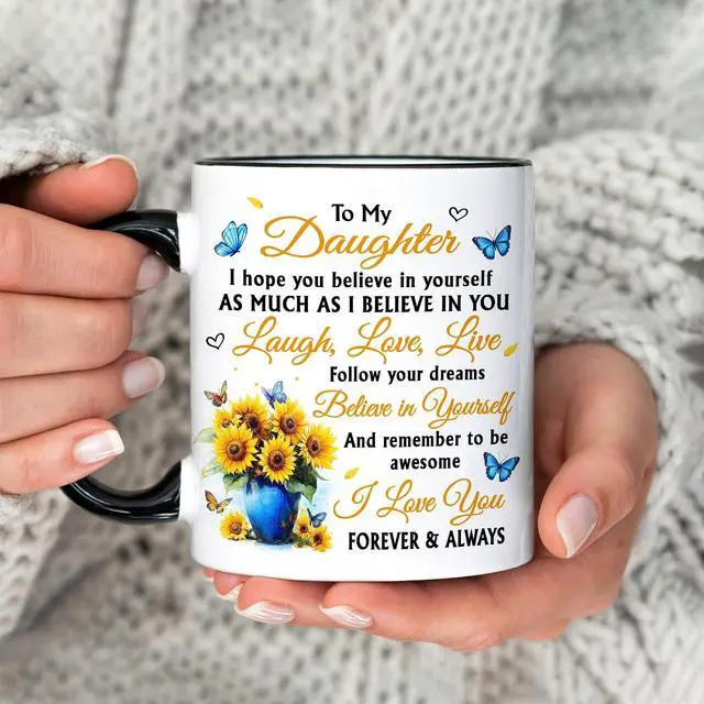 Alt view image 2 of 7 - Hyturtle To My Daughter From Mom Gift Set Mug & Keychain Combo For Birthday, Mother's Day, or Christmas Daughter Cups From Mom - Meaningful Keepsake of Love