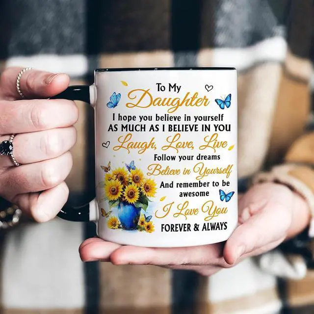 Alt view image 5 of 7 - Hyturtle To My Daughter From Mom Gift Set Mug & Keychain Combo For Birthday, Mother's Day, or Christmas Daughter Cups From Mom - Meaningful Keepsake of Love