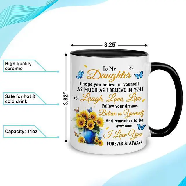 Alt view image 4 of 7 - Hyturtle To My Daughter From Mom Gift Set Mug & Keychain Combo For Birthday, Mother's Day, or Christmas Daughter Cups From Mom - Meaningful Keepsake of Love