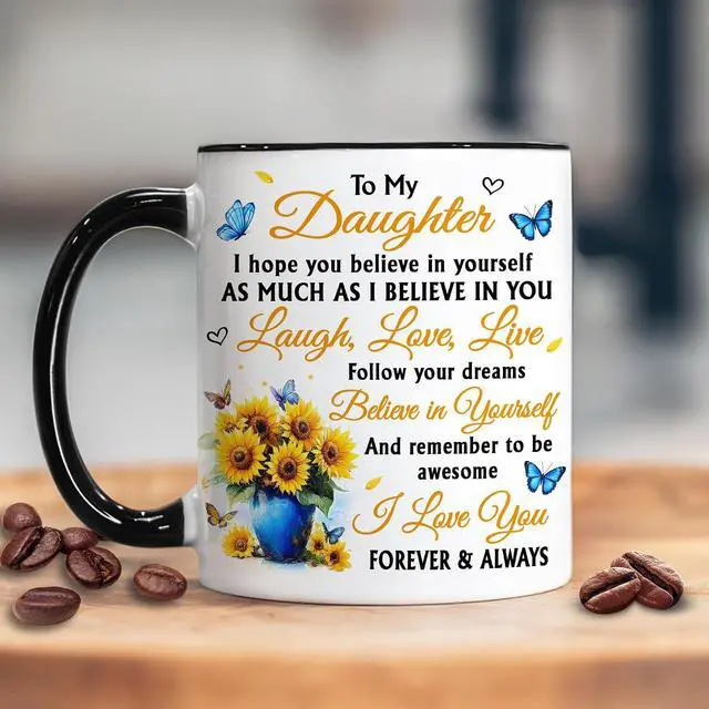 Alt view image 6 of 7 - Hyturtle To My Daughter From Mom Gift Set Mug & Keychain Combo For Birthday, Mother's Day, or Christmas Daughter Cups From Mom - Meaningful Keepsake of Love