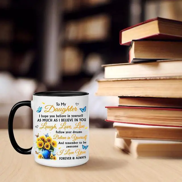Alt view image 7 of 7 - Hyturtle To My Daughter From Mom Gift Set Mug & Keychain Combo For Birthday, Mother's Day, or Christmas Daughter Cups From Mom - Meaningful Keepsake of Love