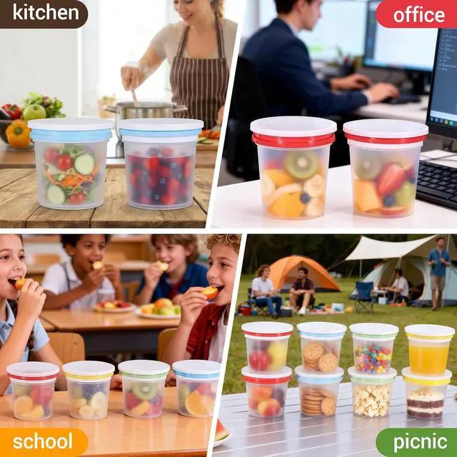 Alt view image 7 of 7 - ASEVAT 16 Pack 8.67 oz Food Storage Containers with Twist Lids Leakproof BPA-Free Soup Containers, Microwave/Dishwasher Safe Freezer Containers for Meal Prep, Leftovers & Takeout