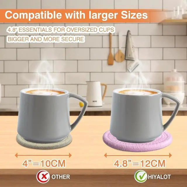 Alt view image 2 of 6 - 4.8" Sakura Pink Cotton Coasters for Drinks Set of 2 - Soft Absorbent Fabric Drink Pads for Coffee Cups, Boho Pastel Mug Mats for Desk, Nightstand, Dorm & Home Decor Minimalist & Gift-Ready