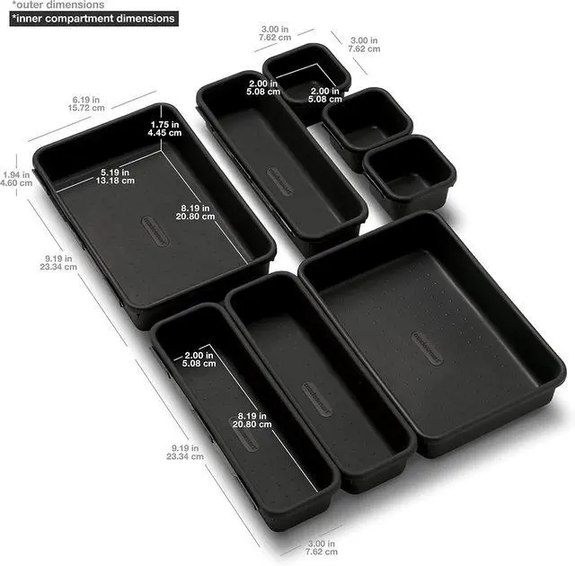 Alt view image 3 of 7 - madesmart Classic 8 Piece Interlocking Bin Set, Granite