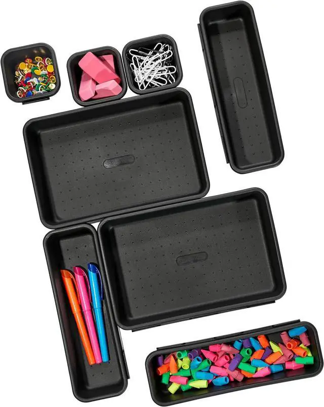 Alt view image 7 of 7 - madesmart Classic 8 Piece Interlocking Bin Set, Granite
