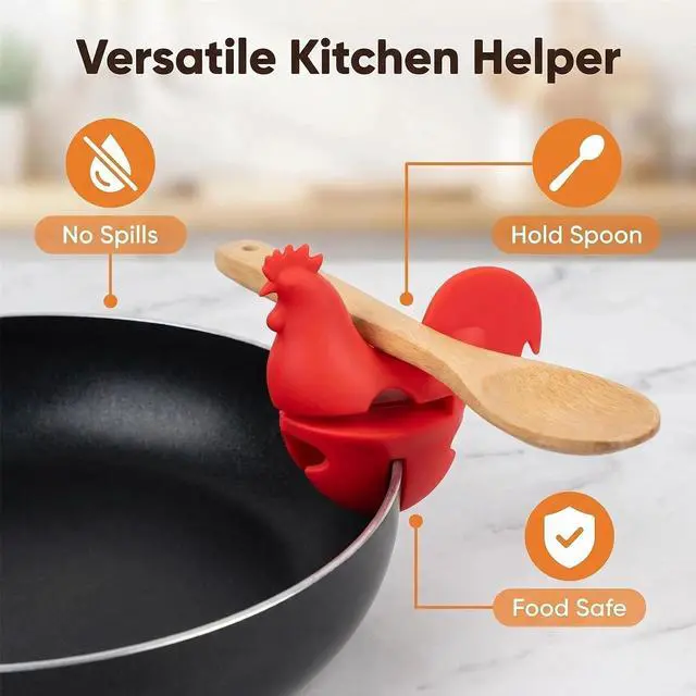 Alt view image 6 of 7 - Silicone Pot Clip Spoon Utensil Rest Top Spill-proof Lid Lifter Non-Slip Holder Stove Organizer Steam Releaser